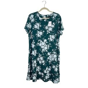 NEW J Jill Wearever Floral A‎ Line Dress Green Casual Career Feminine Size 1X